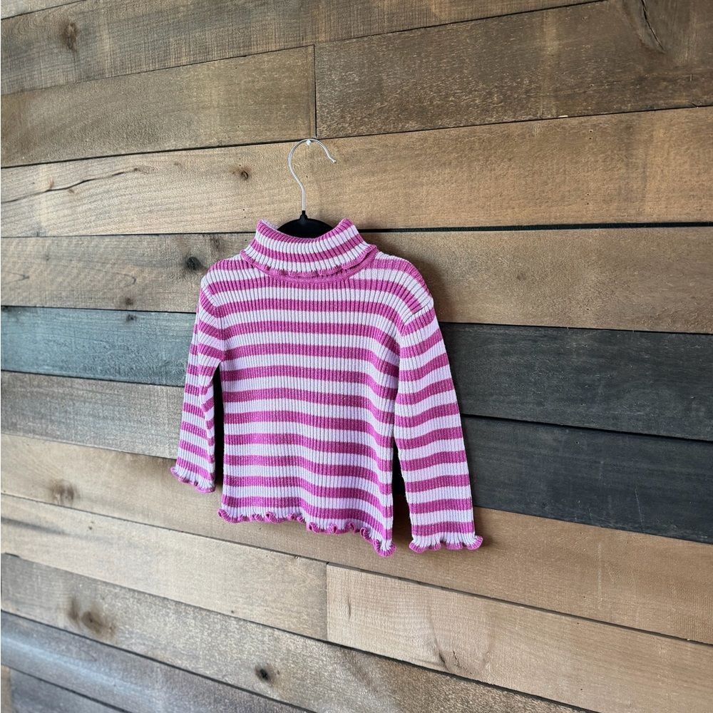Vintage Pink Lavender Glitter Stripe Ribbed Turtleneck 18M Y2K Baby - Picture 2 of 8